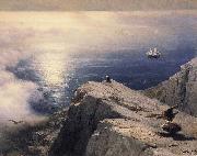 Ivan Aivazovsky, A Rocky Coastal Landscape in the Aegean with Ships in the Distance